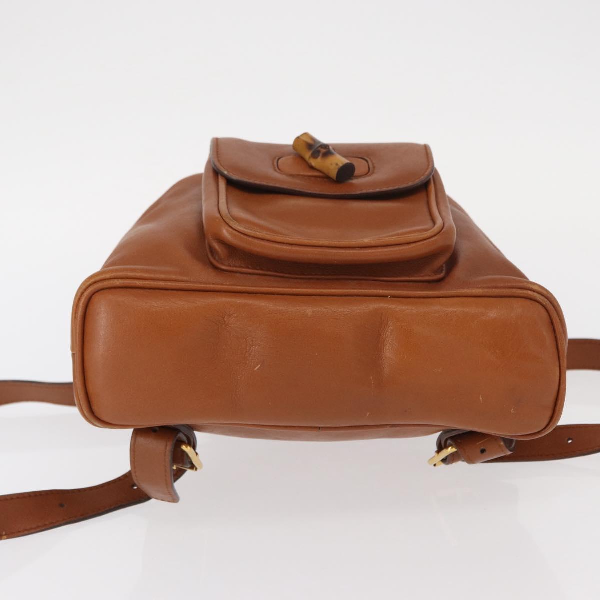GUCCI Bamboo Backpack Leather Brown Gold 003 1956 0030 Auth 153732