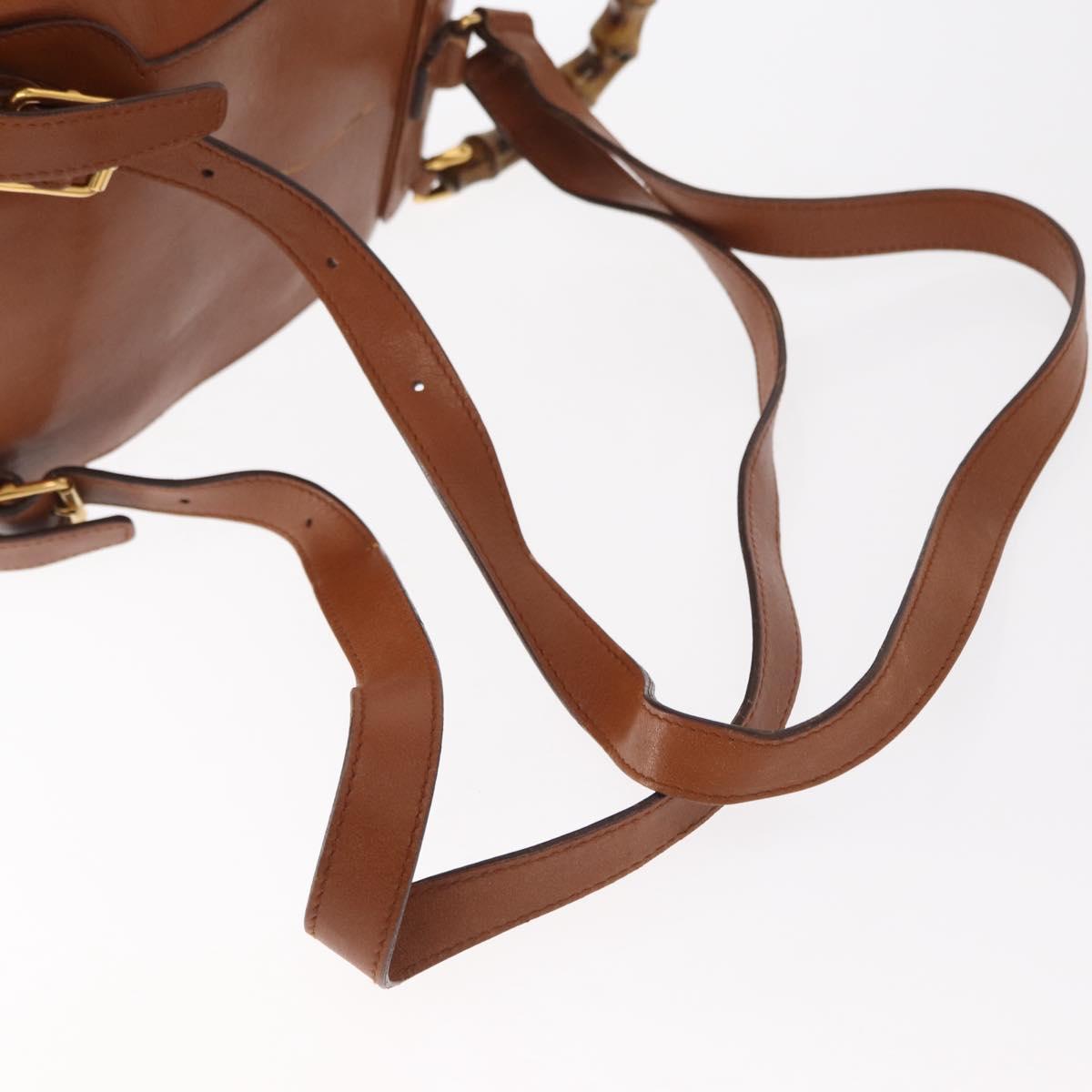 GUCCI Bamboo Backpack Leather Brown Gold 003 1956 0030 Auth 153732