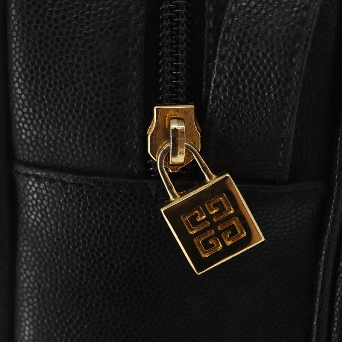 GIVENCHY Shoulder Bag Leather Black Gold Auth 153738