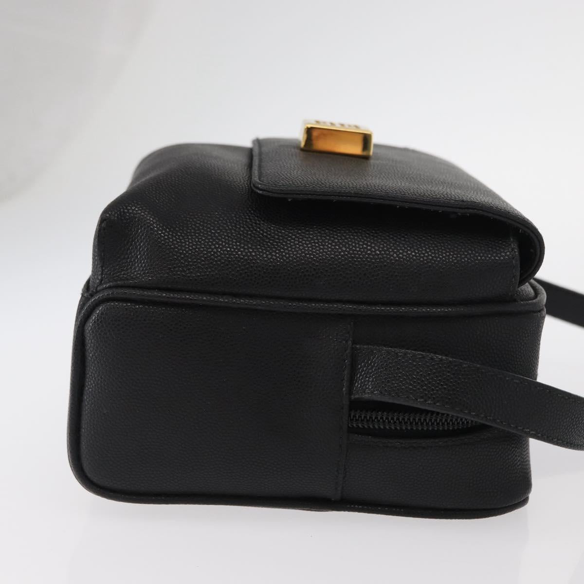 GIVENCHY Shoulder Bag Leather Black Gold Auth 153738