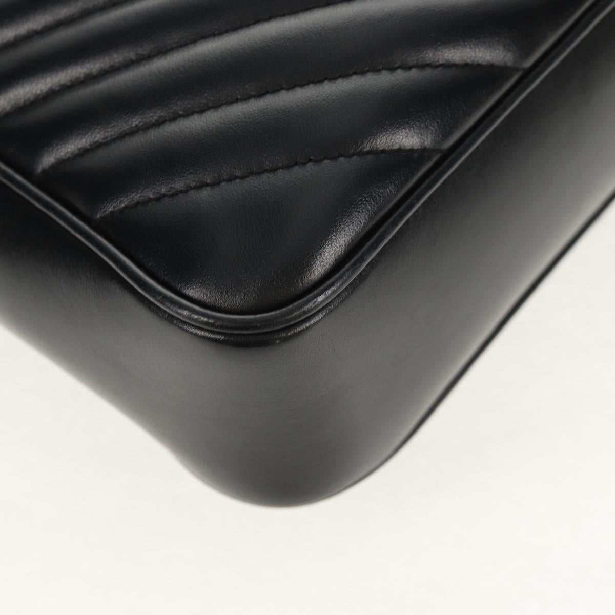 SAINT LAURENT Shoulder Bag Lamb Skin Black Gold Auth 153740SAM