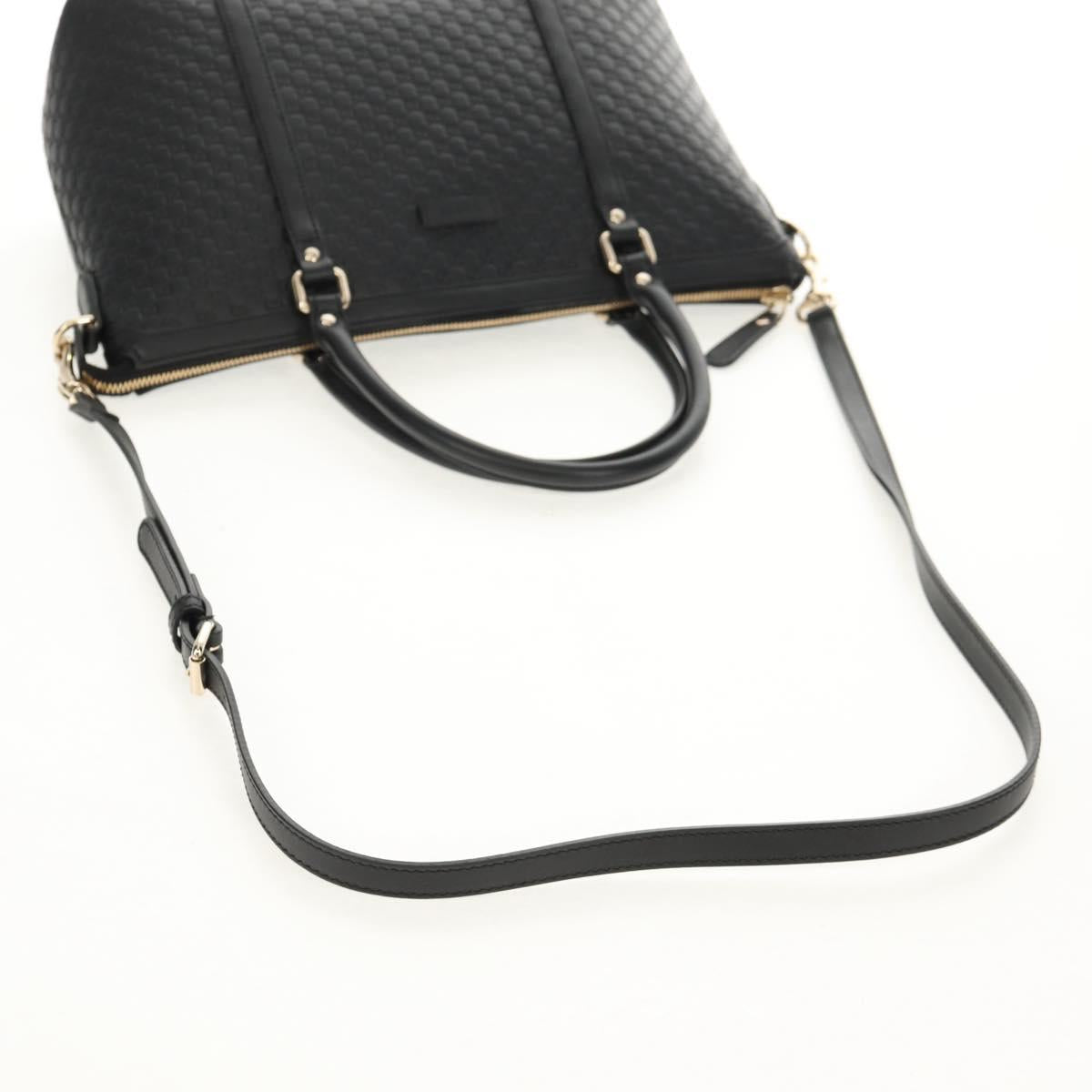 GUCCI Micro GG Canvas Tote Bag Outlet 2way Black Gold 449656 Auth 153748SAM