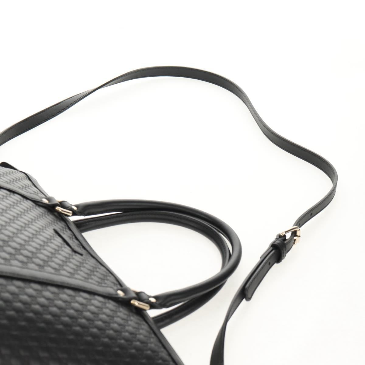 GUCCI Micro GG Canvas Tote Bag Outlet 2way Black Gold 449656 Auth 153748SAM