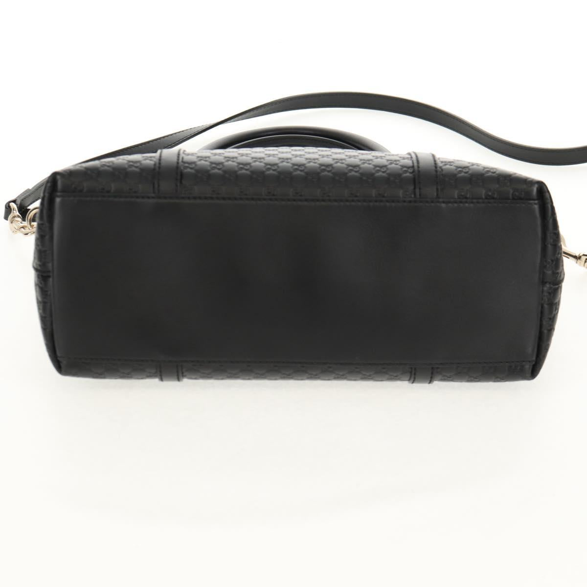 GUCCI Micro GG Canvas Tote Bag Outlet 2way Black Gold 449656 Auth 153748SAM