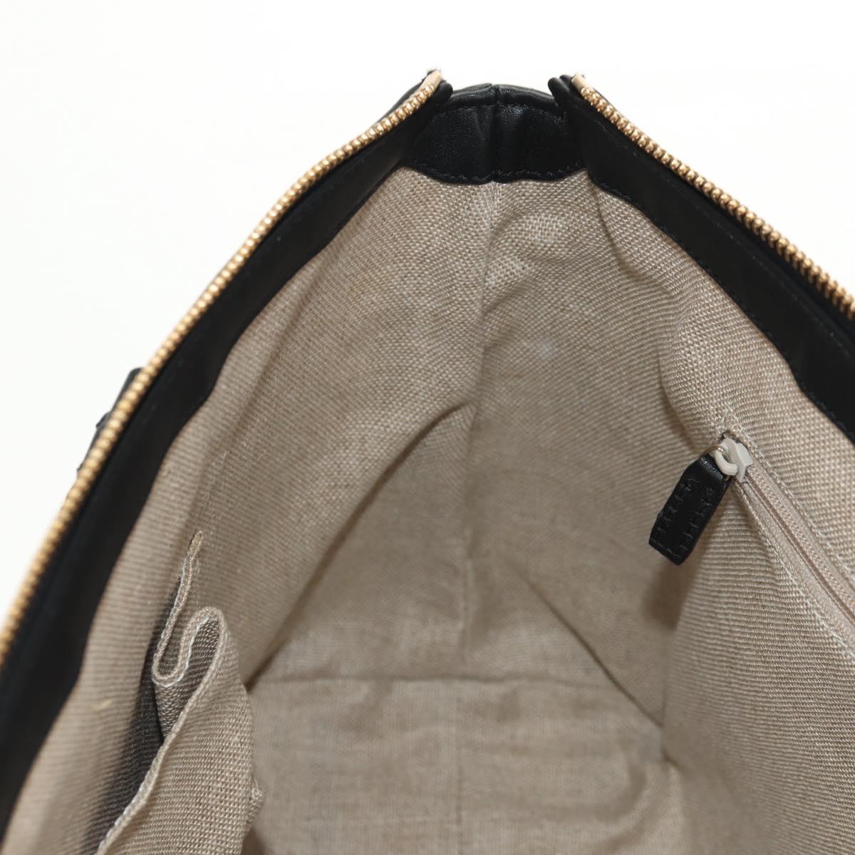 GUCCI Micro GG Canvas Tote Bag Outlet 2way Black Gold 449656 Auth 153748SAM