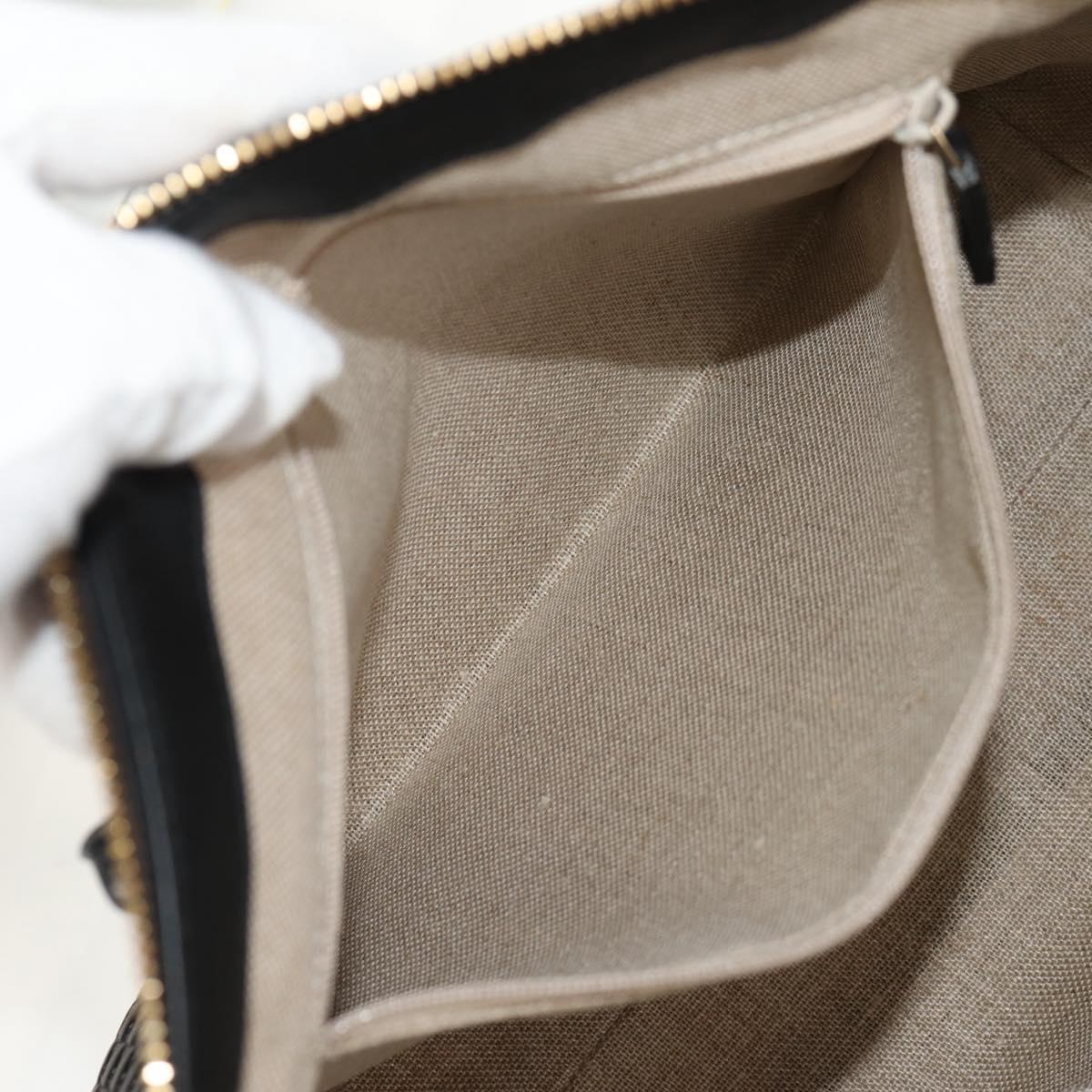 GUCCI Micro GG Canvas Tote Bag Outlet 2way Black Gold 449656 Auth 153748SAM