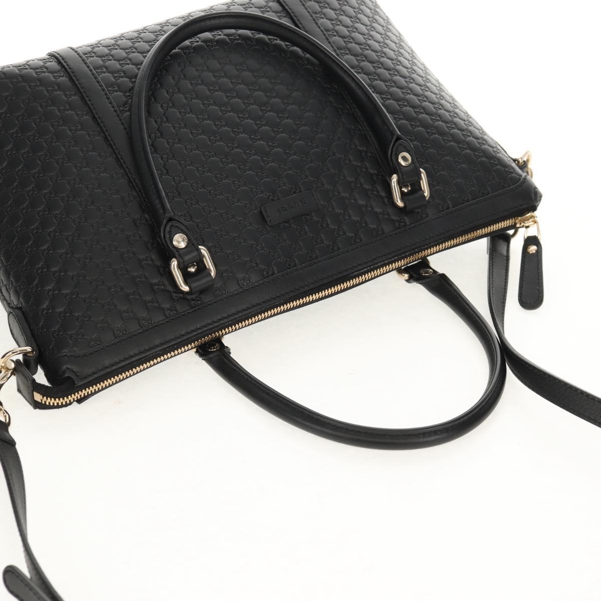 GUCCI Micro GG Canvas Tote Bag Outlet 2way Black Gold 449656 Auth 153748SAM