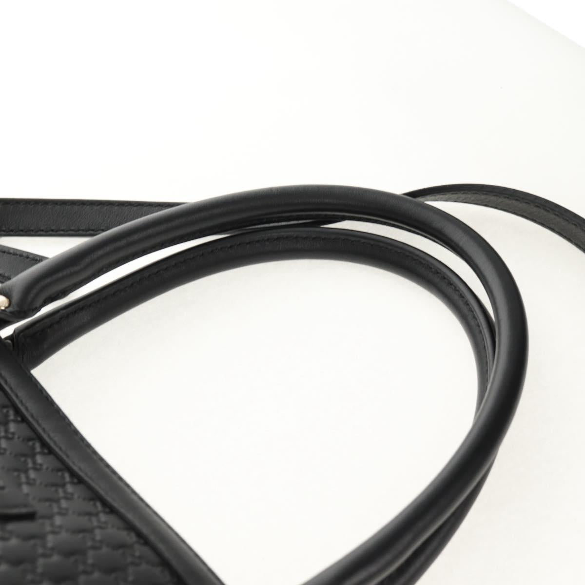 GUCCI Micro GG Canvas Tote Bag Outlet 2way Black Gold 449656 Auth 153748SAM