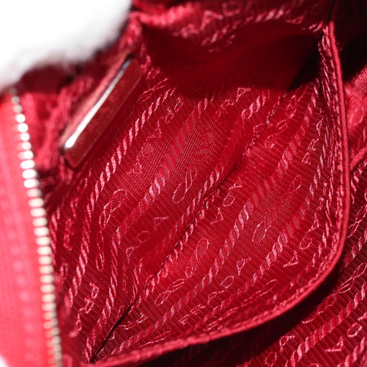 PRADA Canapa PM Hand Bag Canvas 2way Red Silver Auth 153759V