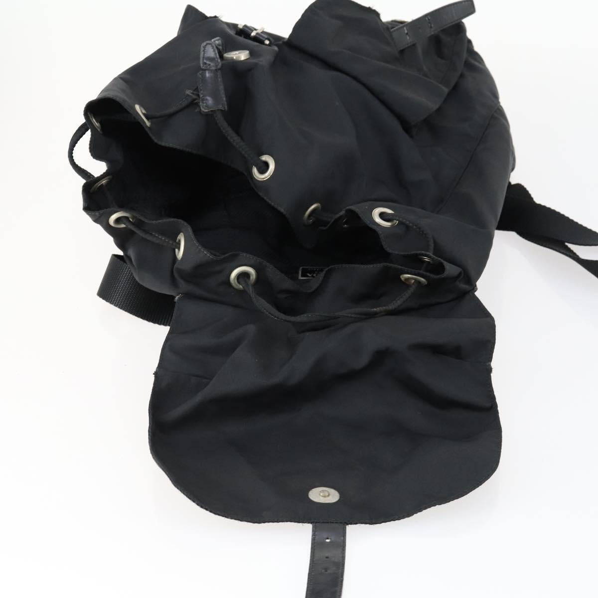 PRADA Backpack Nylon Black Silver Auth 153760