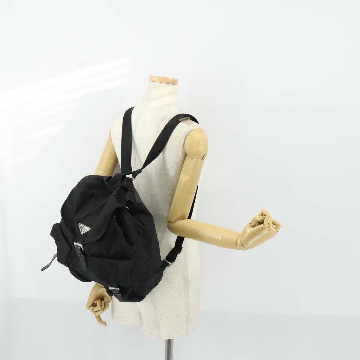 PRADA Backpack Nylon Black Silver Auth 153760