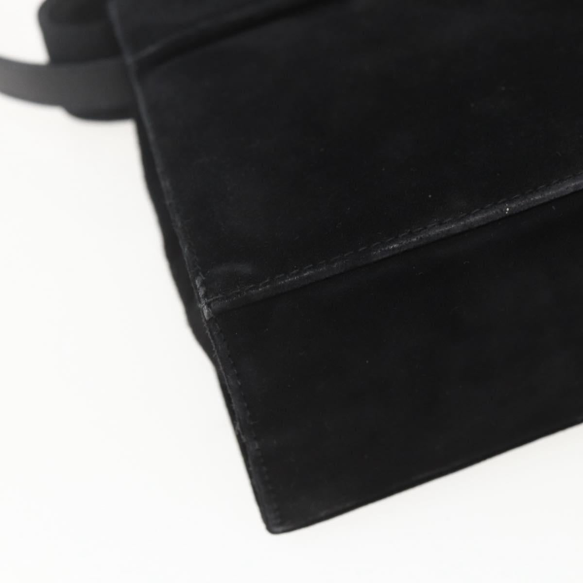 Salvatore Ferragamo Vala Hand Bag Suede 2way Black Gold Auth 153762V