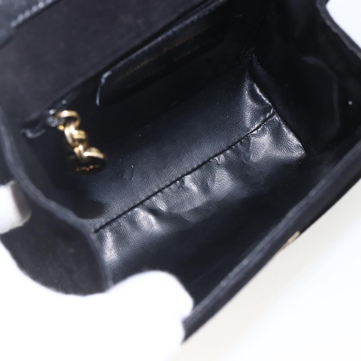 Salvatore Ferragamo Vala Hand Bag Suede 2way Black Gold Auth 153762V