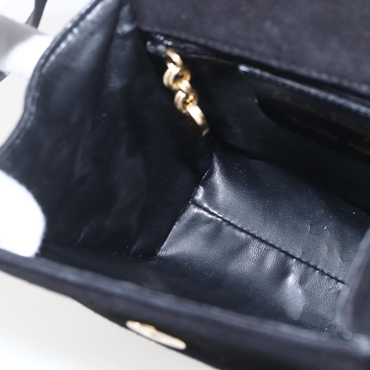 Salvatore Ferragamo Vala Hand Bag Suede 2way Black Gold Auth 153762V