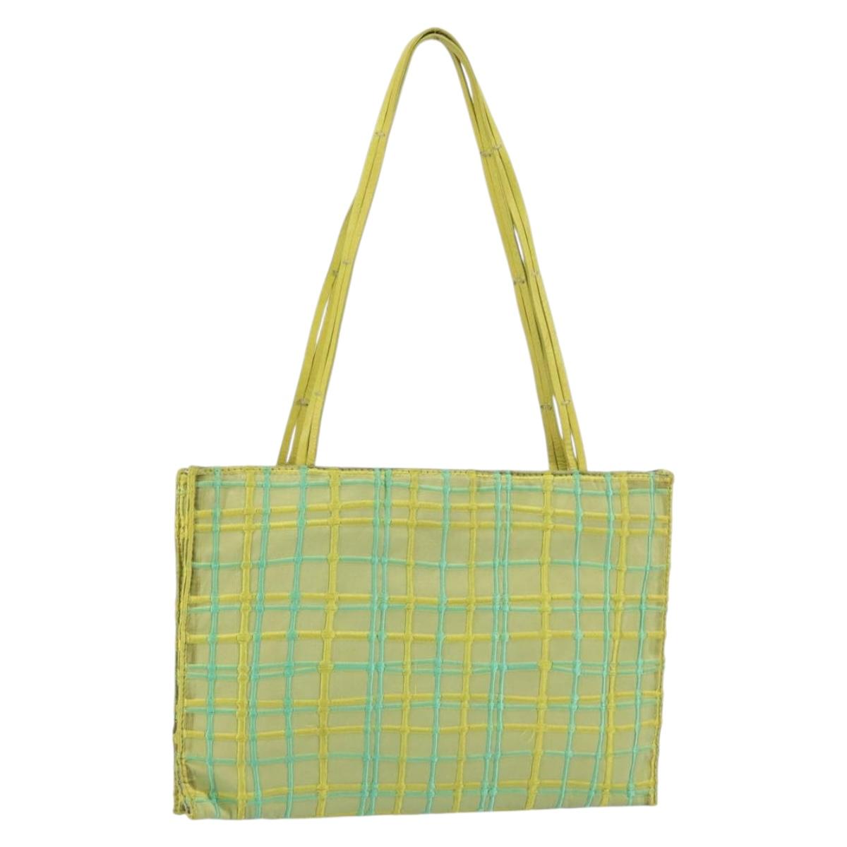 BOTTEGA VENETA Hand Bag Nylon Green Silver Auth 153765