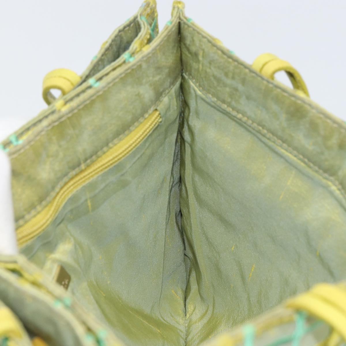 BOTTEGA VENETA Hand Bag Nylon Green Silver Auth 153765