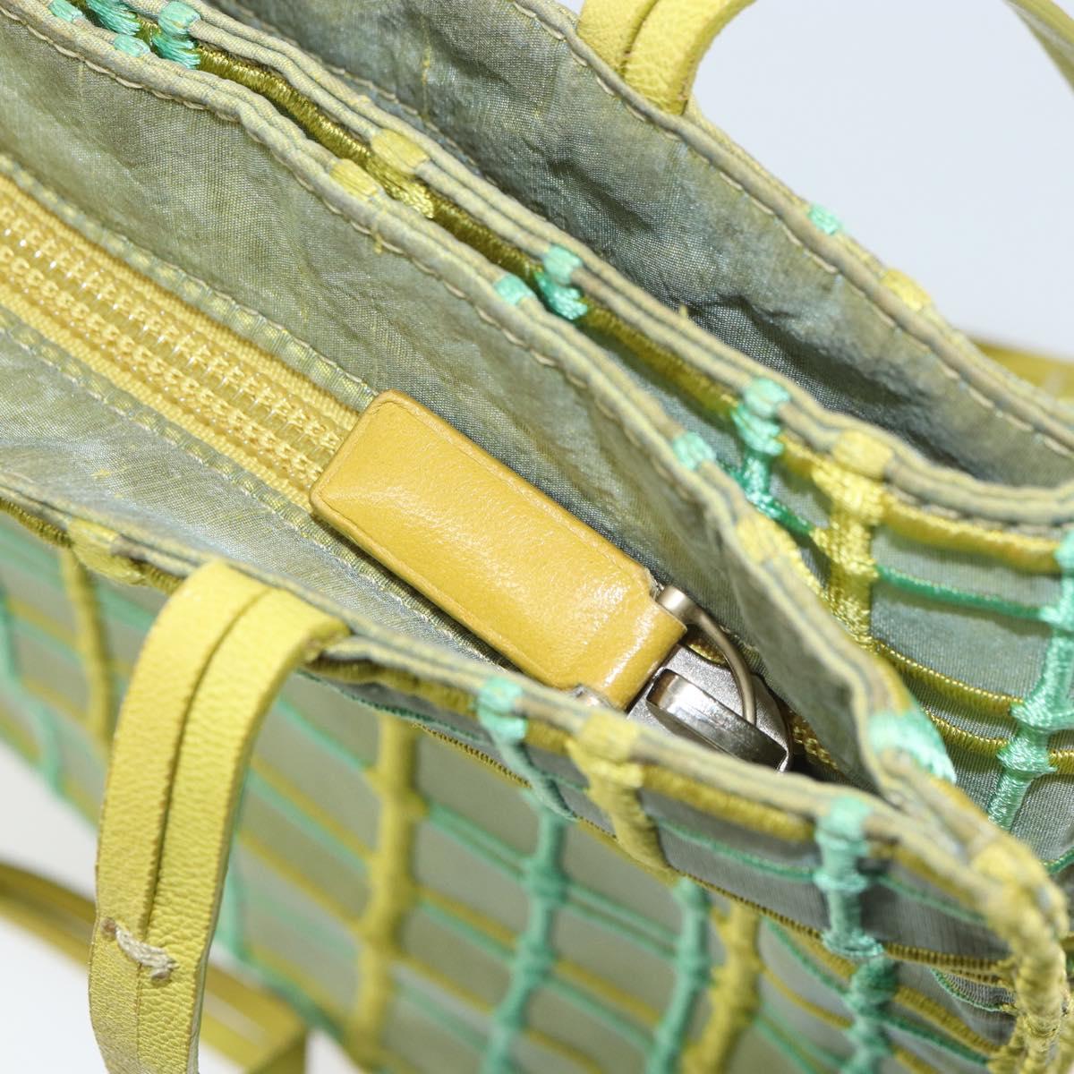 BOTTEGA VENETA Hand Bag Nylon Green Silver Auth 153765