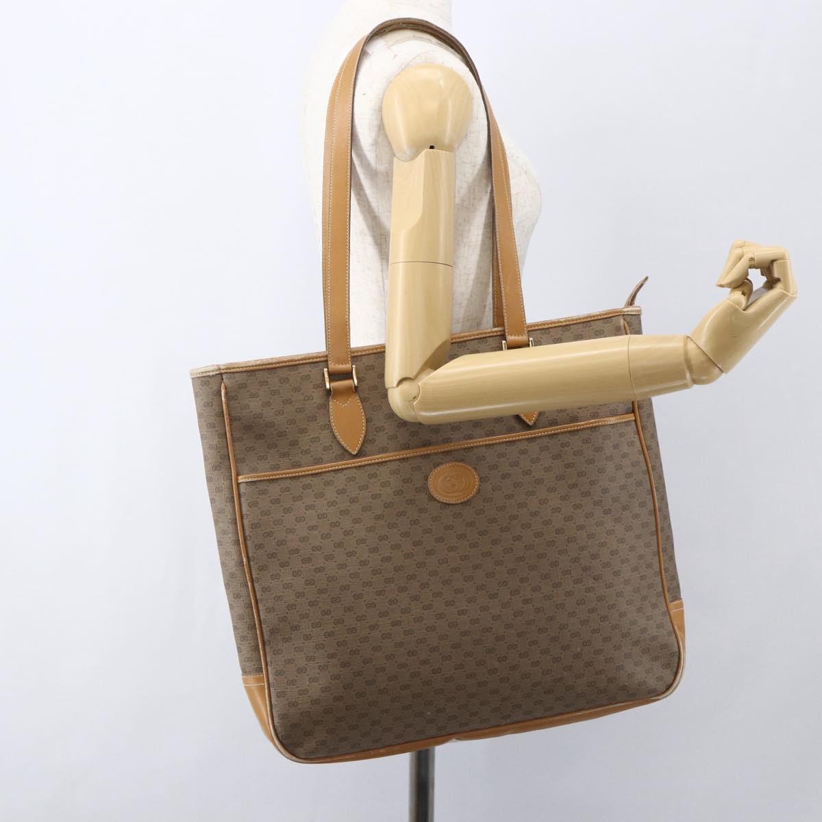 GUCCI Micro GG Supreme Tote Bag PVC Brown Gold 002 39 0149 Auth 153769