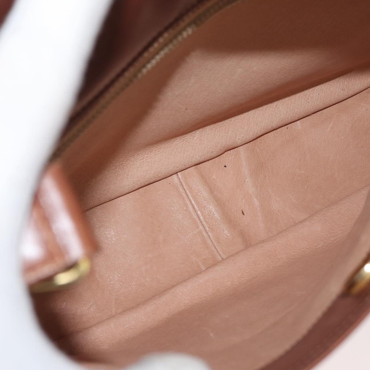 GUCCI Web Sherry Line Shoulder Bag Leather Old GUCCI Gold Brown Auth 153770