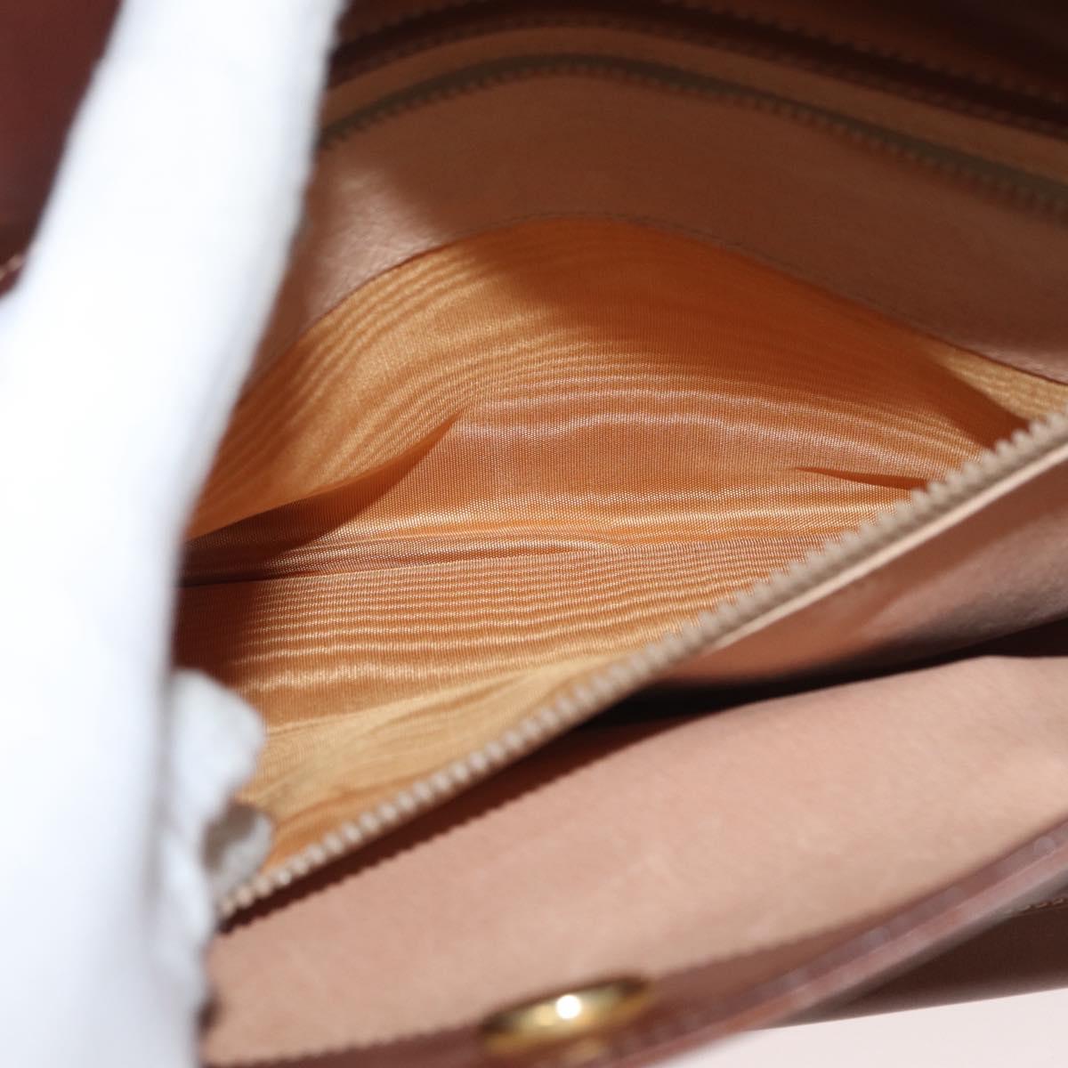 GUCCI Web Sherry Line Shoulder Bag Leather Old GUCCI Gold Brown Auth 153770