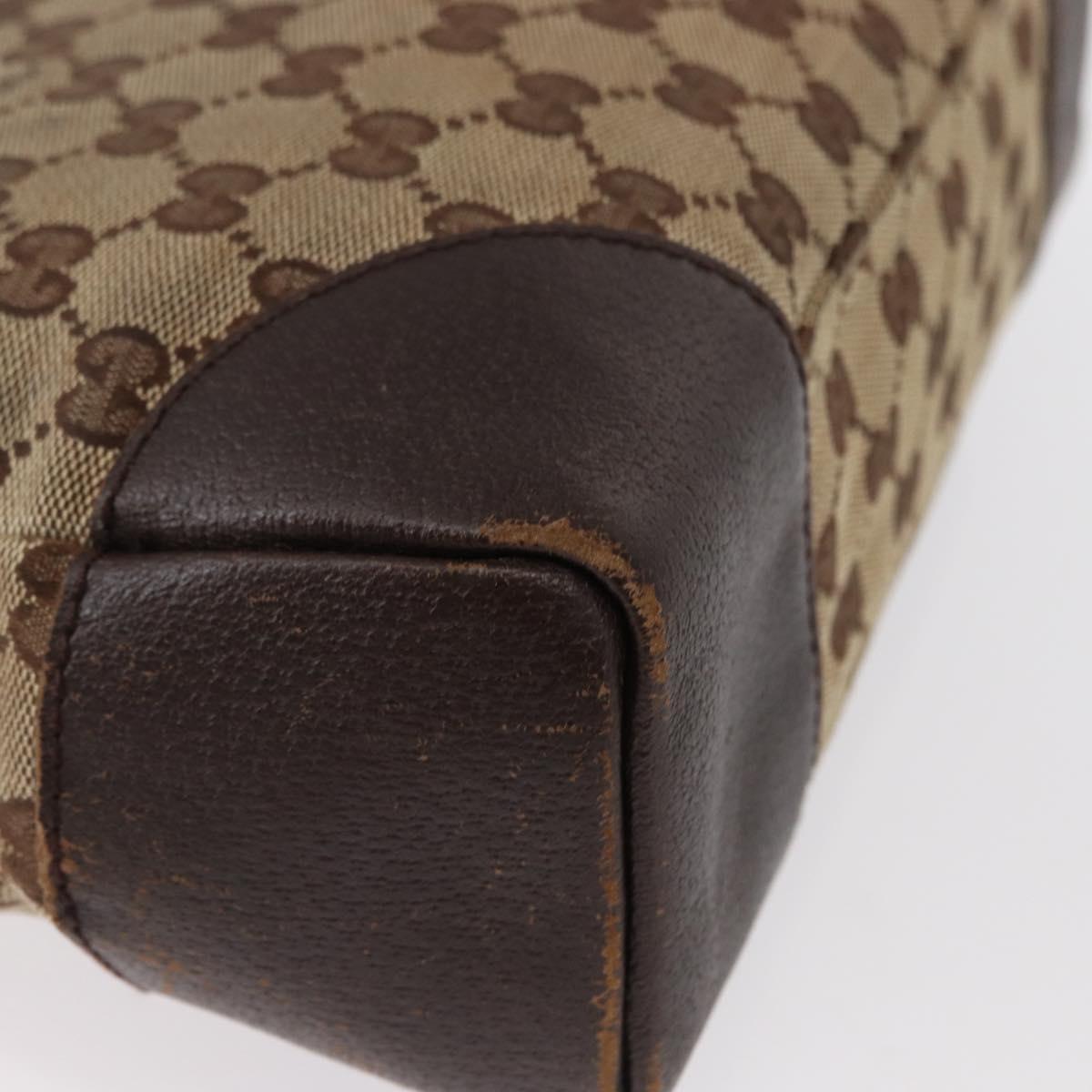 GUCCI GG Canvas Shoulder Bag Beige Silver 114273 Auth 153777