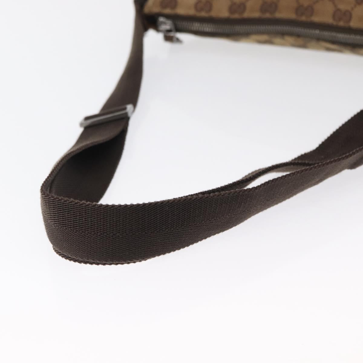 GUCCI GG Canvas Shoulder Bag Beige Silver 114273 Auth 153777