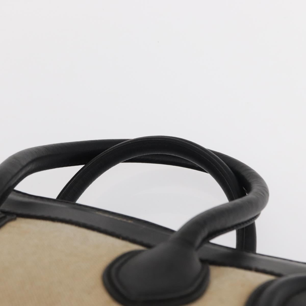CELINE Hand Bag Canvas Beige Gold Auth 153778