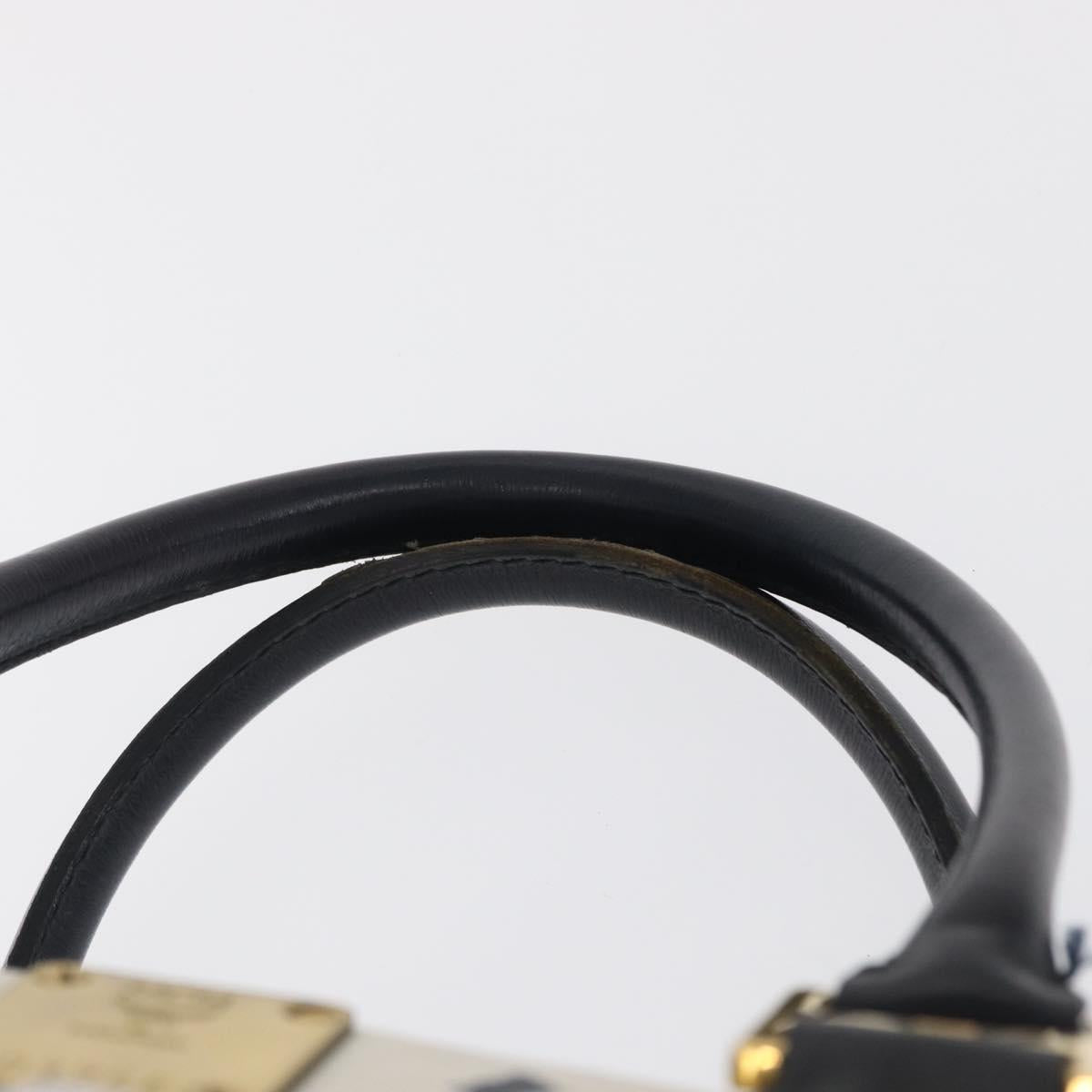 MCM Vicetos Logogram Boston Bag PVC Leather White Gold Auth 153787