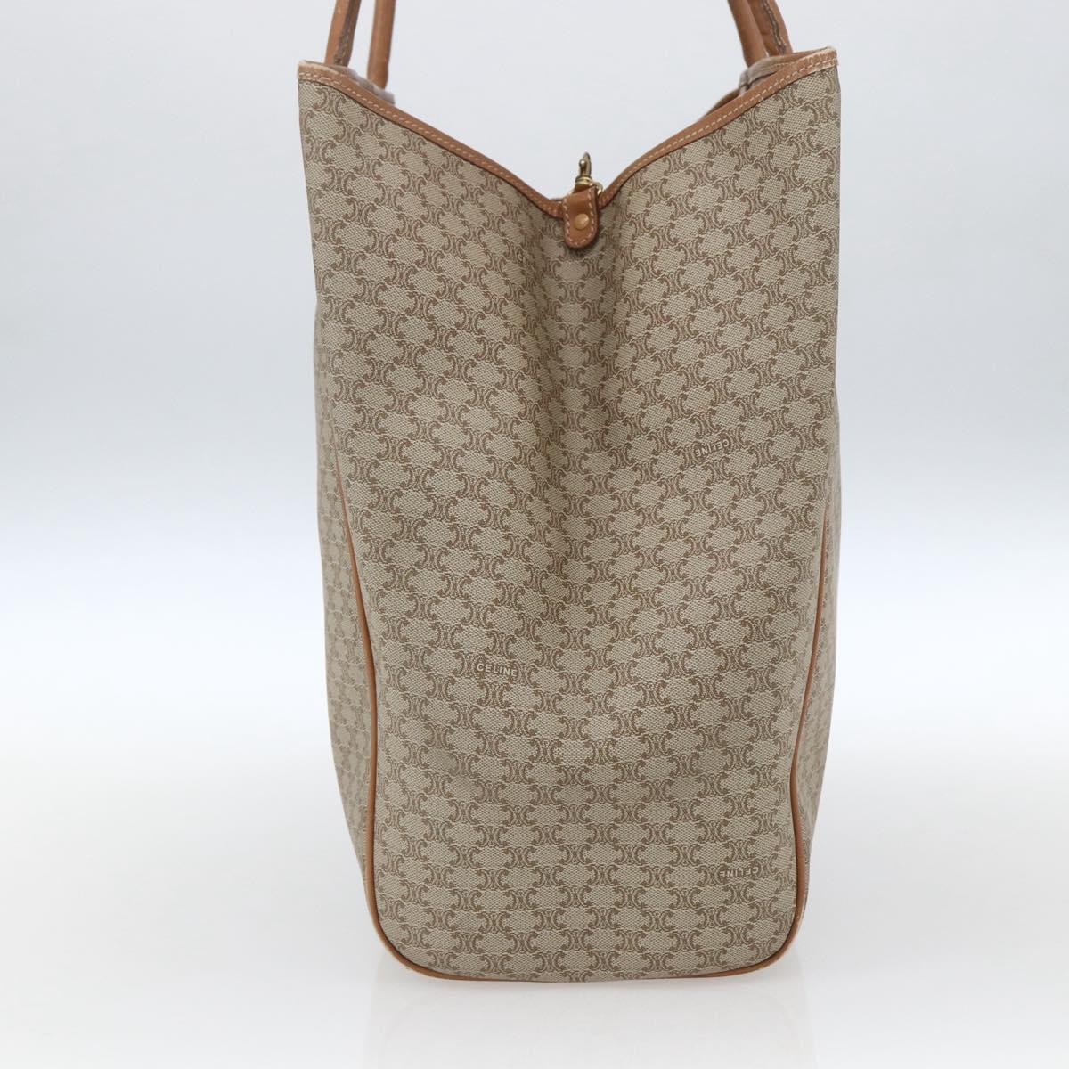 CELINE Macadam Canvas Tote Bag PVC Beige Gold Auth 153789