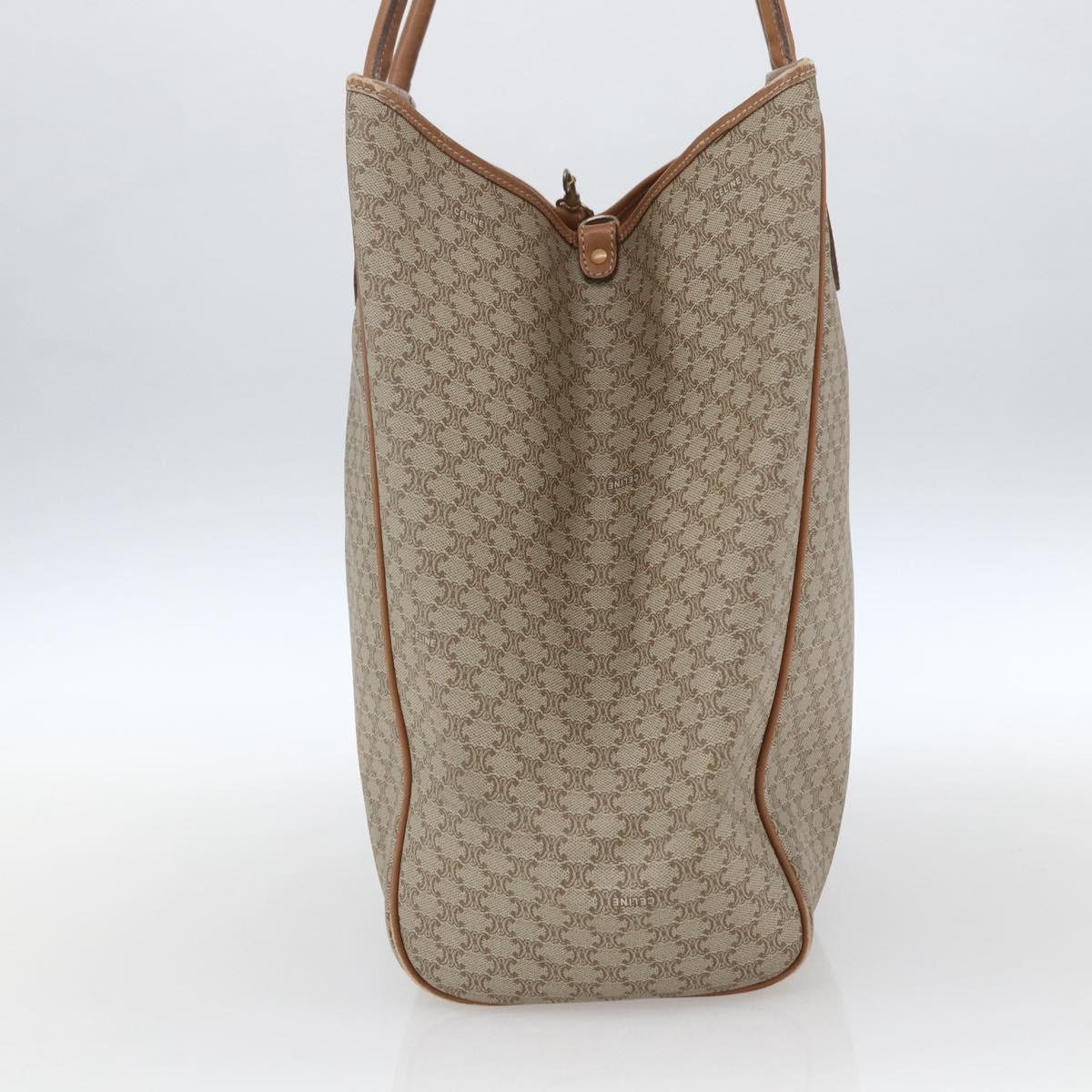 CELINE Macadam Canvas Tote Bag PVC Beige Gold Auth 153789