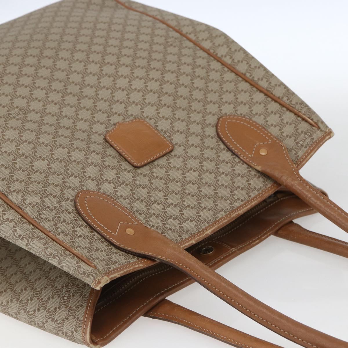 CELINE Macadam Canvas Tote Bag PVC Beige Gold Auth 153789