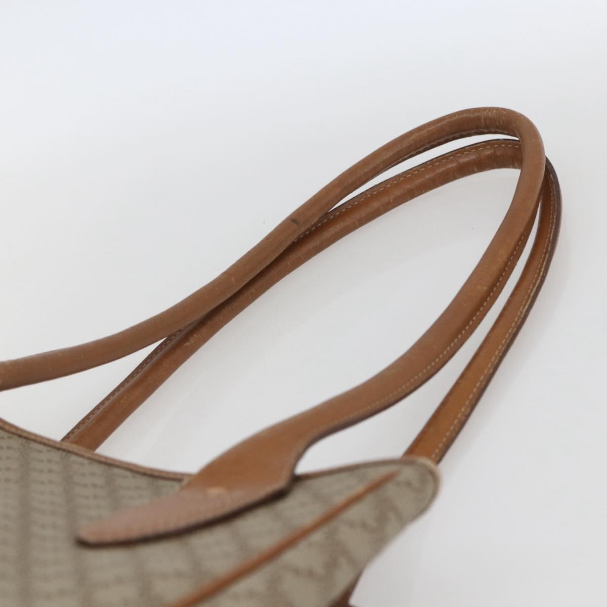 CELINE Macadam Canvas Tote Bag PVC Beige Gold Auth 153789