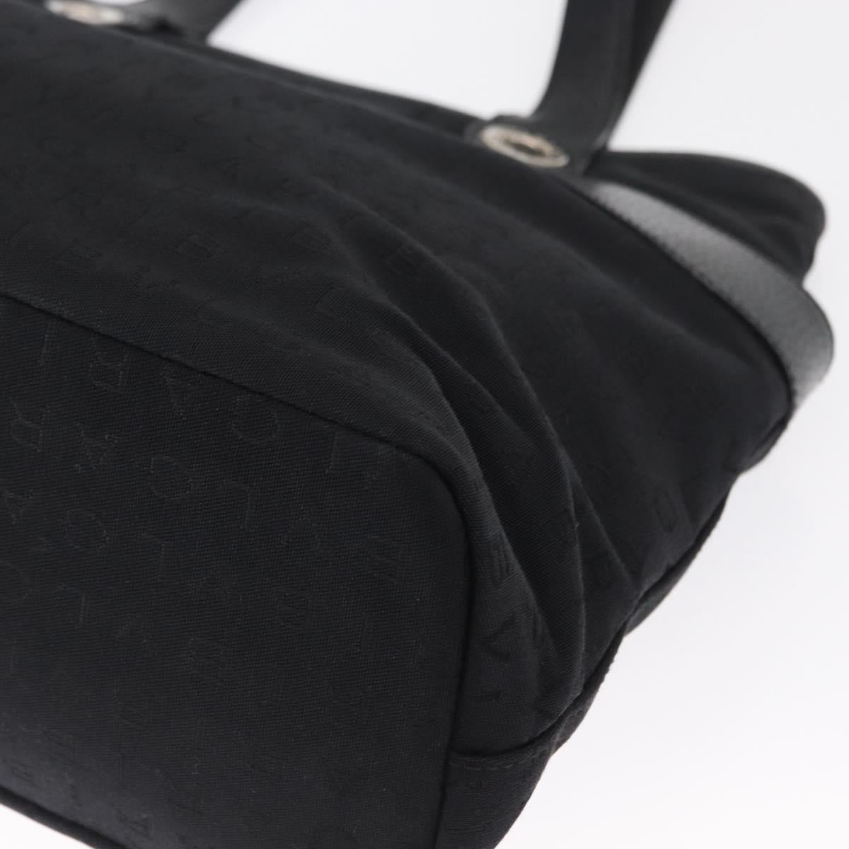 BVLGARI Tote Bag Canvas Black Silver Auth 153790