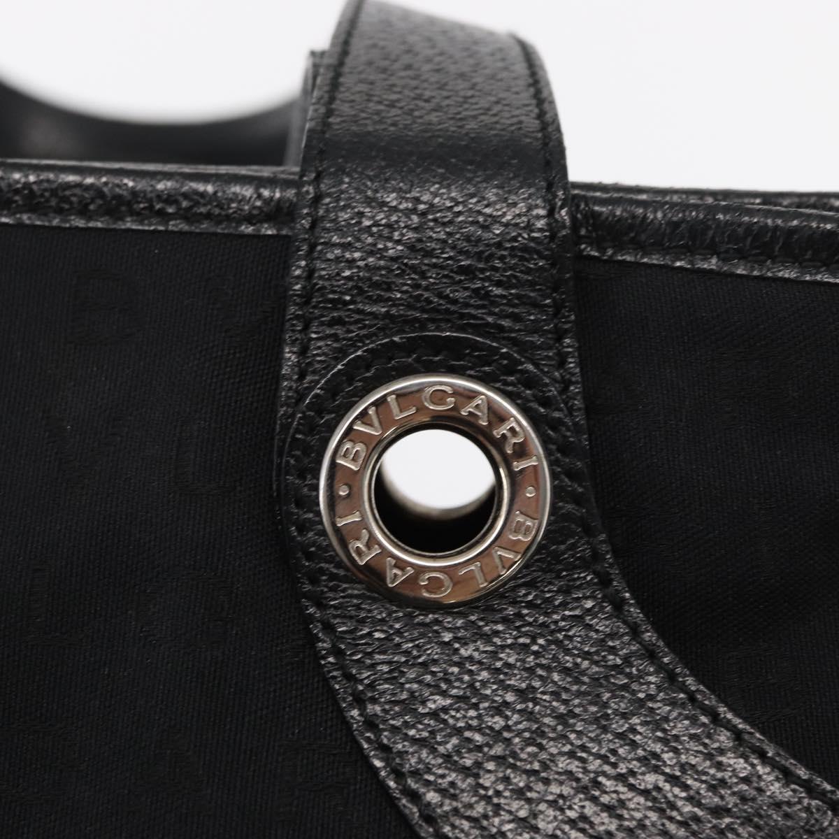 BVLGARI Tote Bag Canvas Black Silver Auth 153790