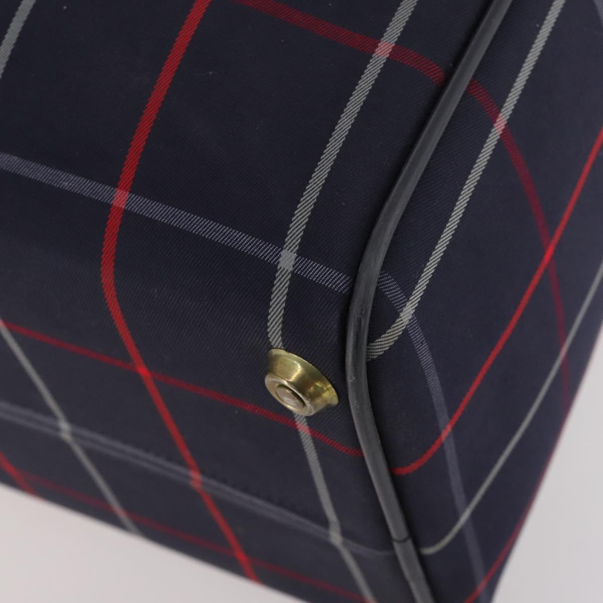 Burberrys Nova Check Boston Bag Canvas Navy Gold Auth 153792
