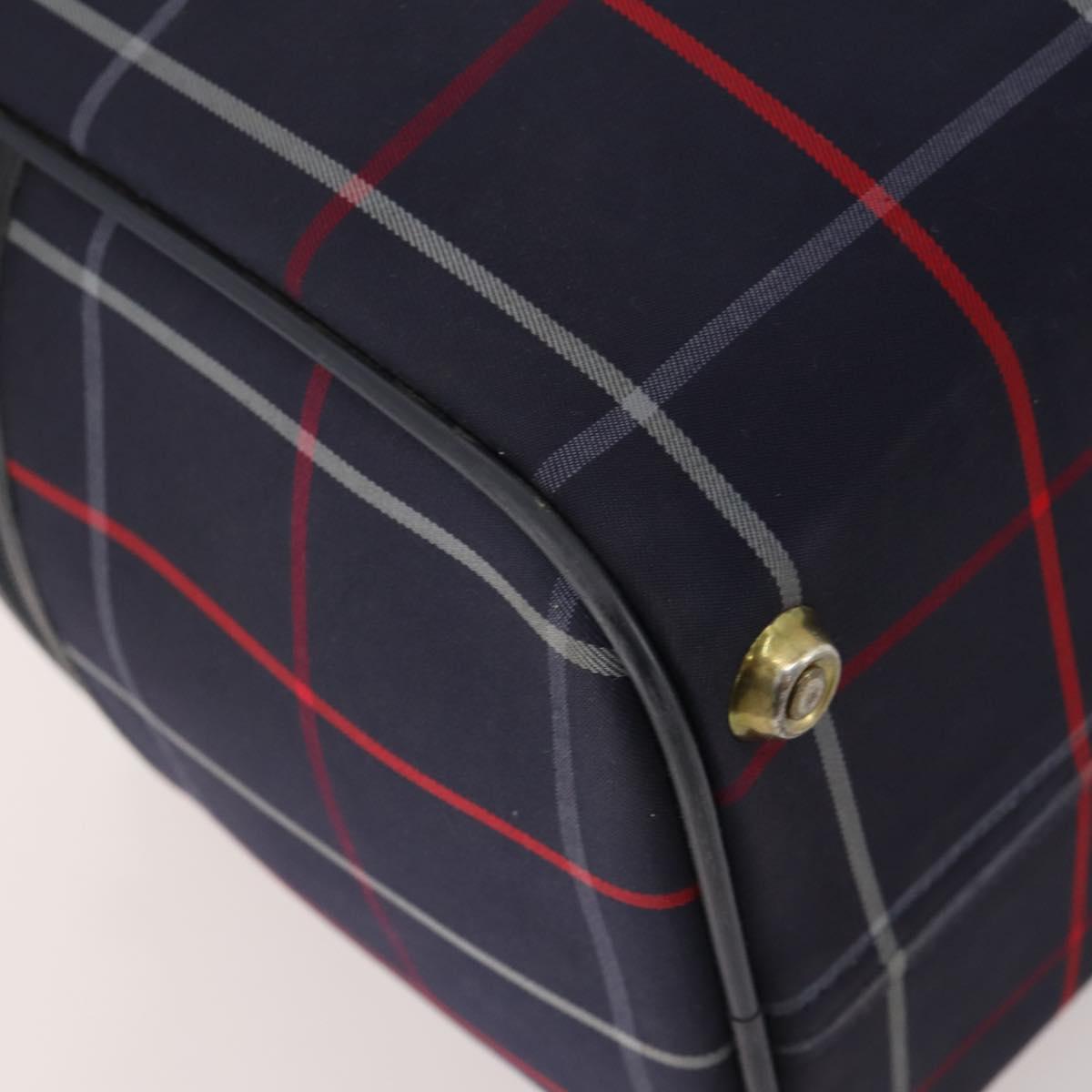 Burberrys Nova Check Boston Bag Canvas Navy Gold Auth 153792