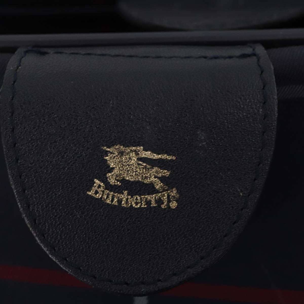 Burberrys Nova Check Boston Bag Canvas Navy Gold Auth 153792