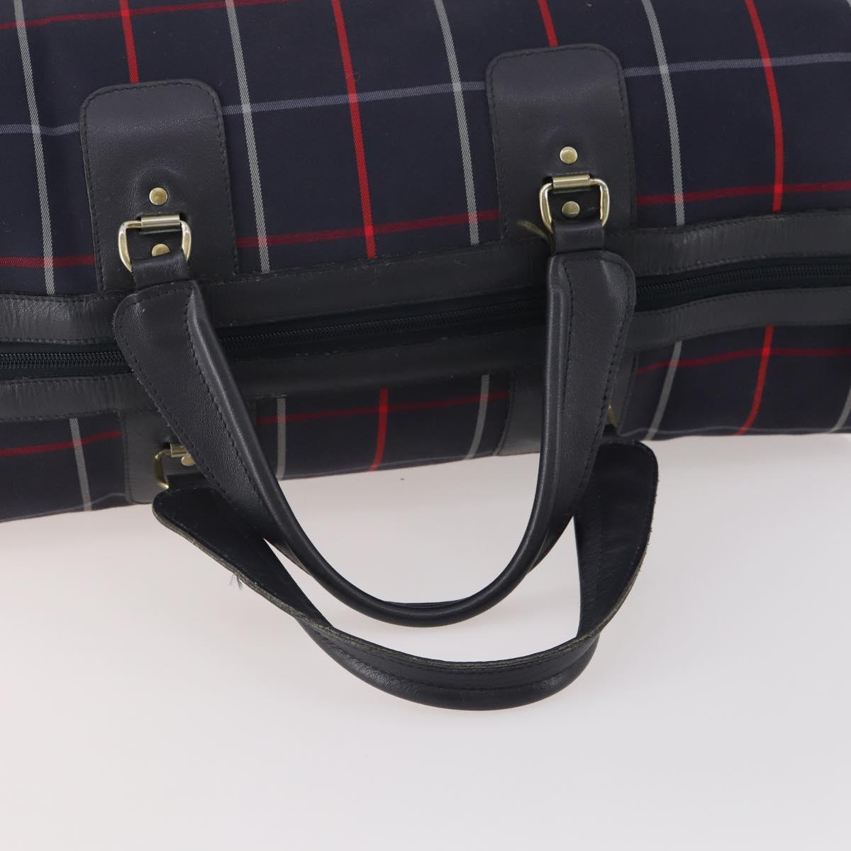 Burberrys Nova Check Boston Bag Canvas Navy Gold Auth 153792