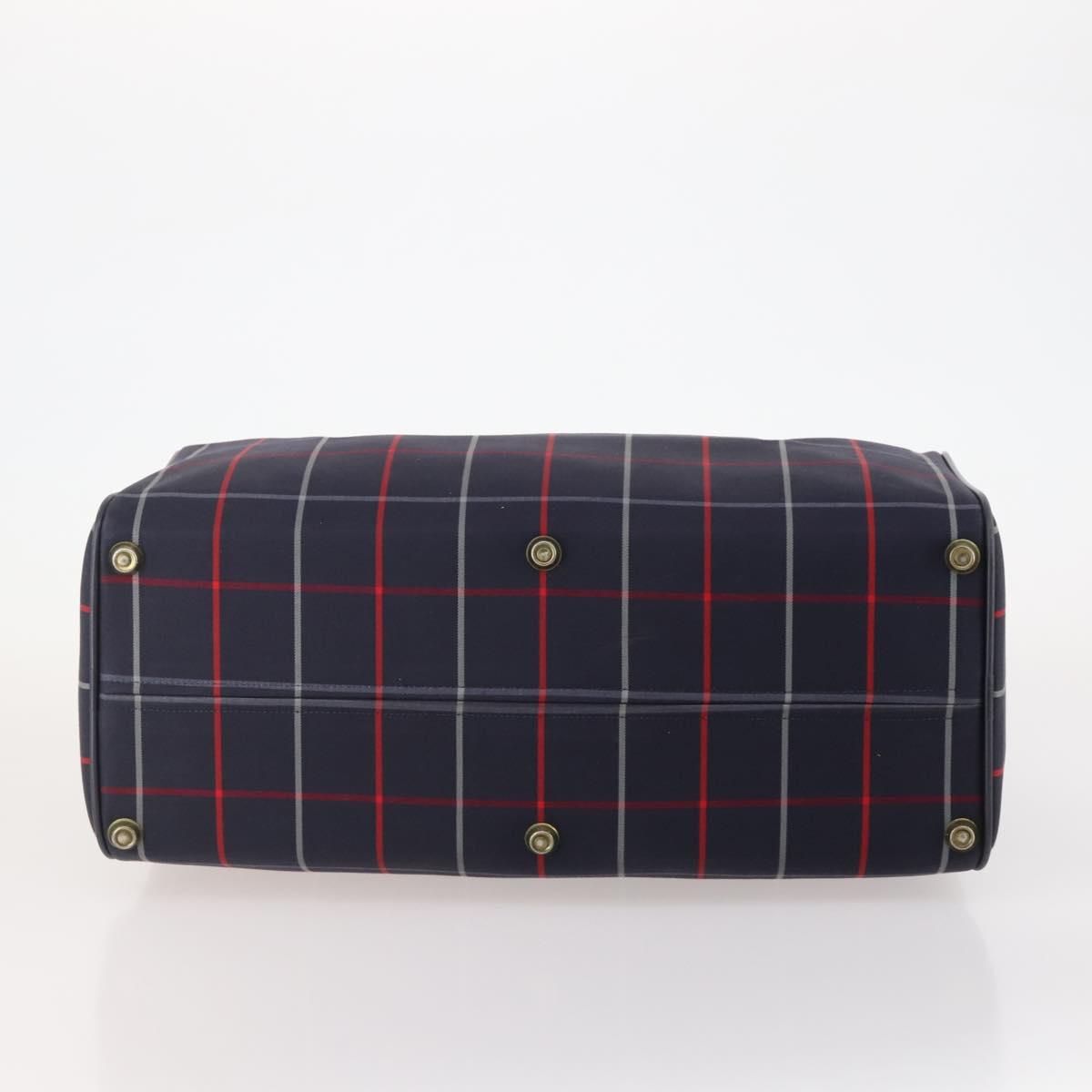 Burberrys Nova Check Boston Bag Canvas Navy Gold Auth 153792