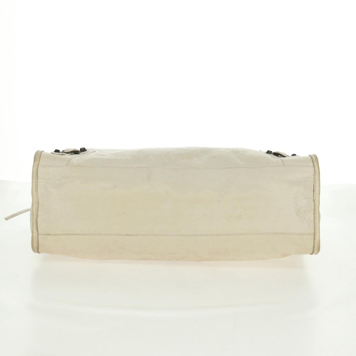 BALENCIAGA City Hand Bag Leather 2way White 115748 Auth 153799V