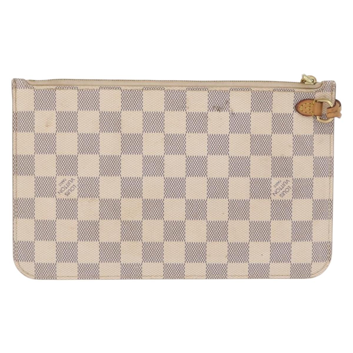 LOUIS VUITTON Damier Azur Neverfull MM Pouch LV Auth 153809