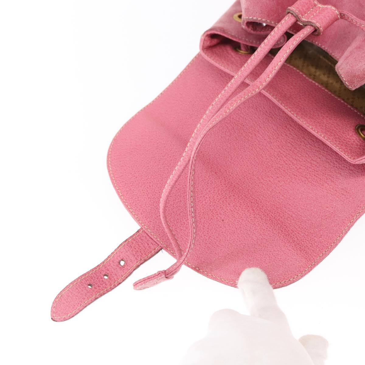 GUCCI Bamboo Backpack Suede Pink Gold 003 2058 0016 Auth 153813