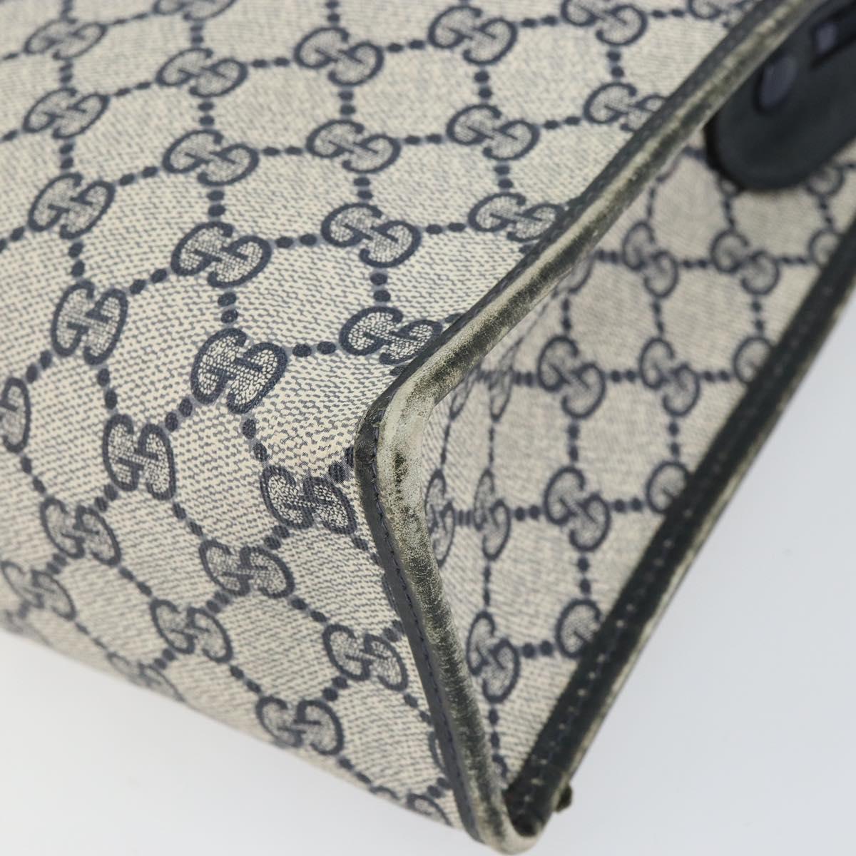 GUCCI GG Supreme Sherry Line Hand Bag PVC Navy Gold Auth 153814