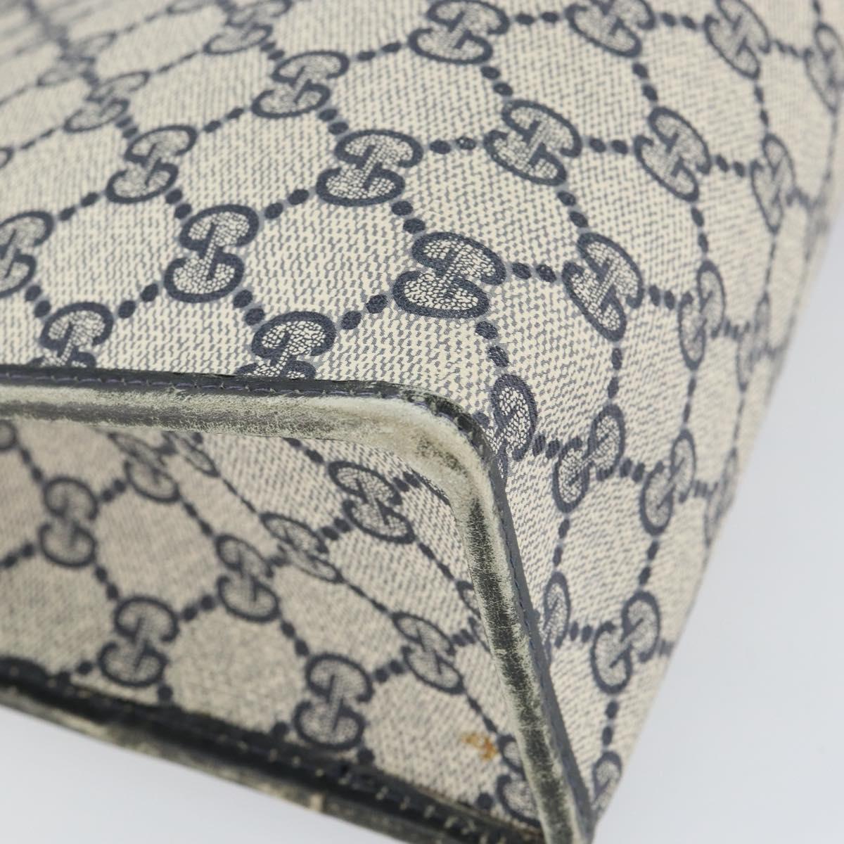 GUCCI GG Supreme Sherry Line Hand Bag PVC Navy Gold Auth 153814