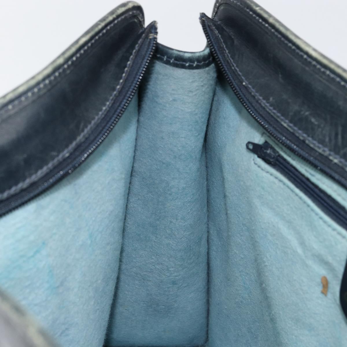 GUCCI GG Supreme Sherry Line Hand Bag PVC Navy Gold Auth 153814