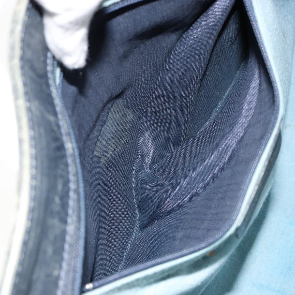 GUCCI GG Supreme Sherry Line Hand Bag PVC Navy Gold Auth 153814