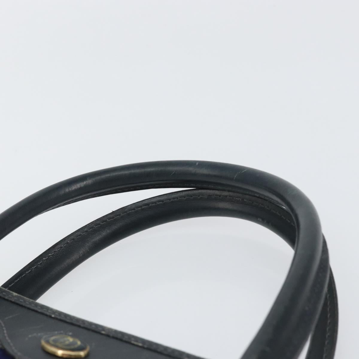 GUCCI GG Supreme Sherry Line Hand Bag PVC Navy Gold Auth 153814