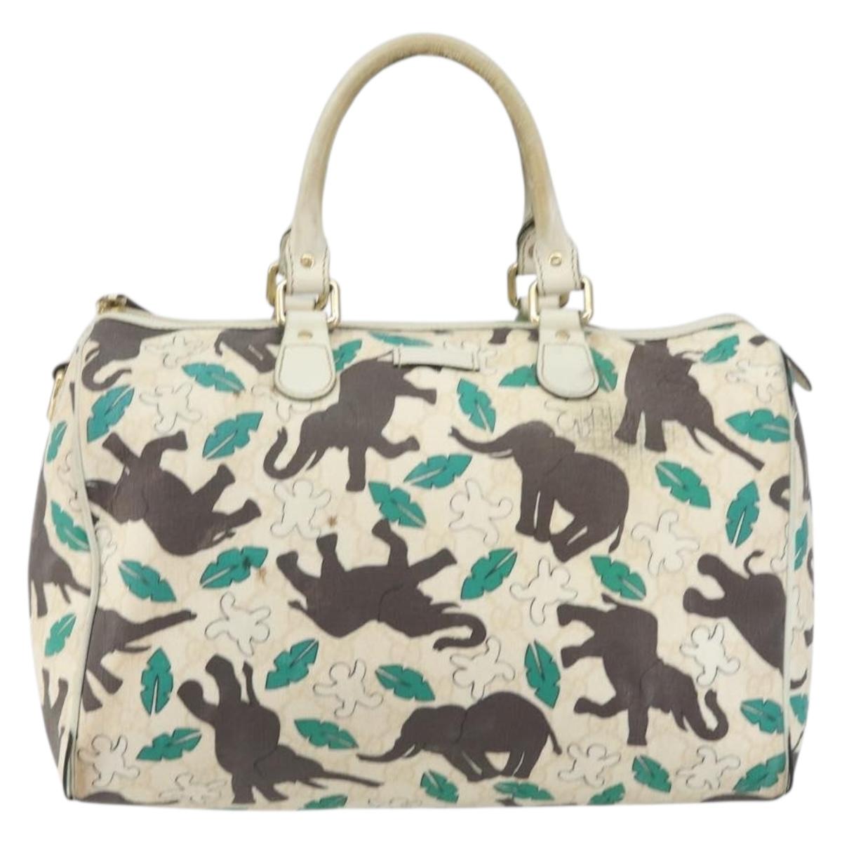 GUCCI GG Supreme Hand Bag PVC White gold 189895 Auth 153815