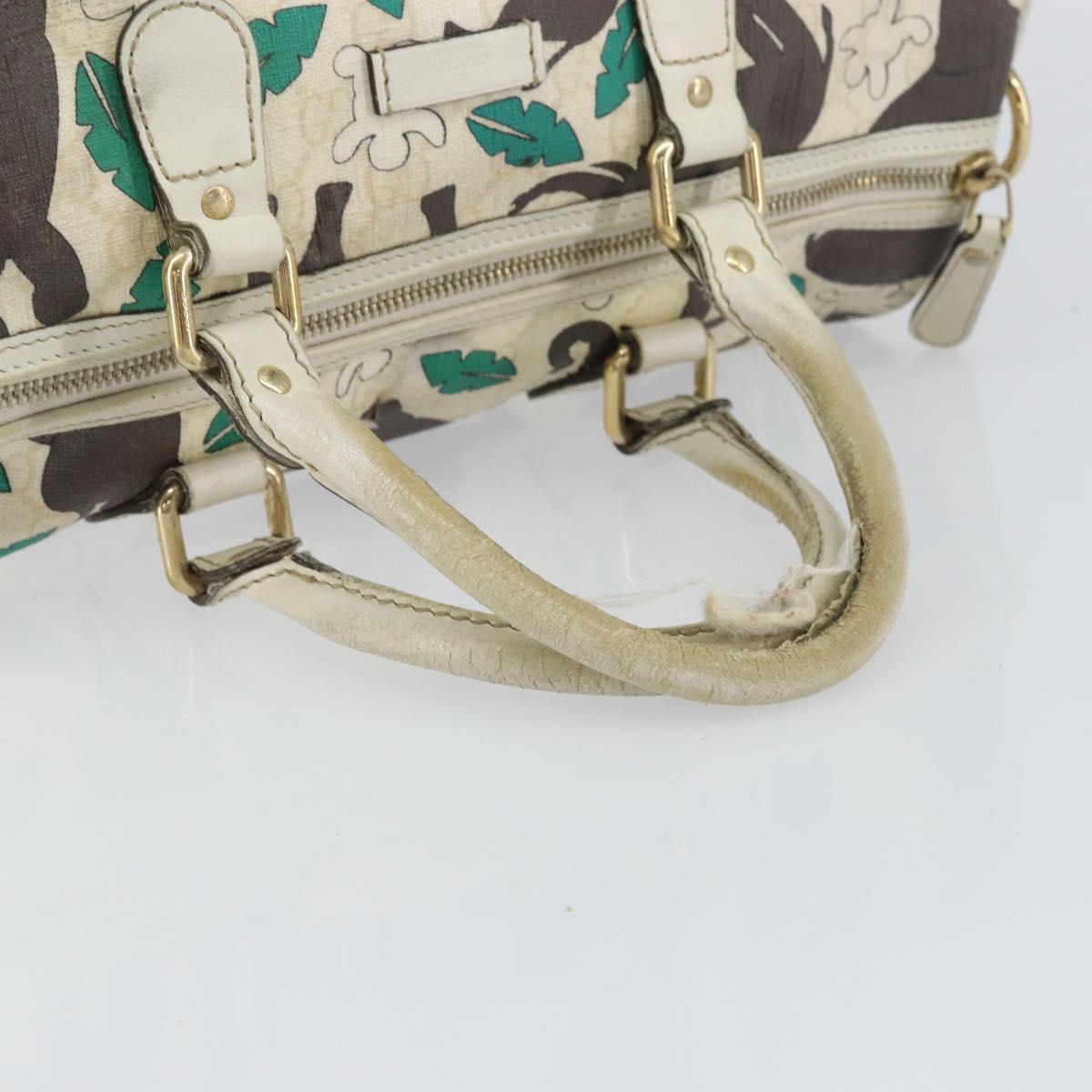 GUCCI GG Supreme Hand Bag PVC White gold 189895 Auth 153815