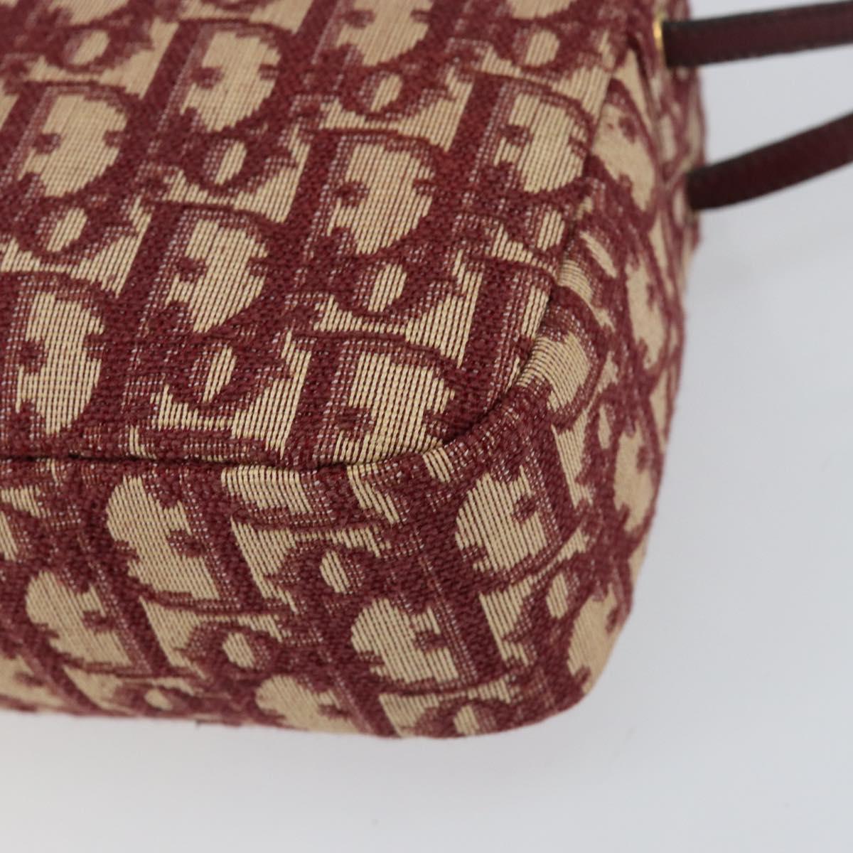 Christian Dior Trotter Canvas Shoulder Bag Red Gold Auth 153816